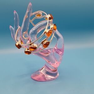 Chic Amber And Sterling Silver Women's Bracelet 6.5". Adjustible